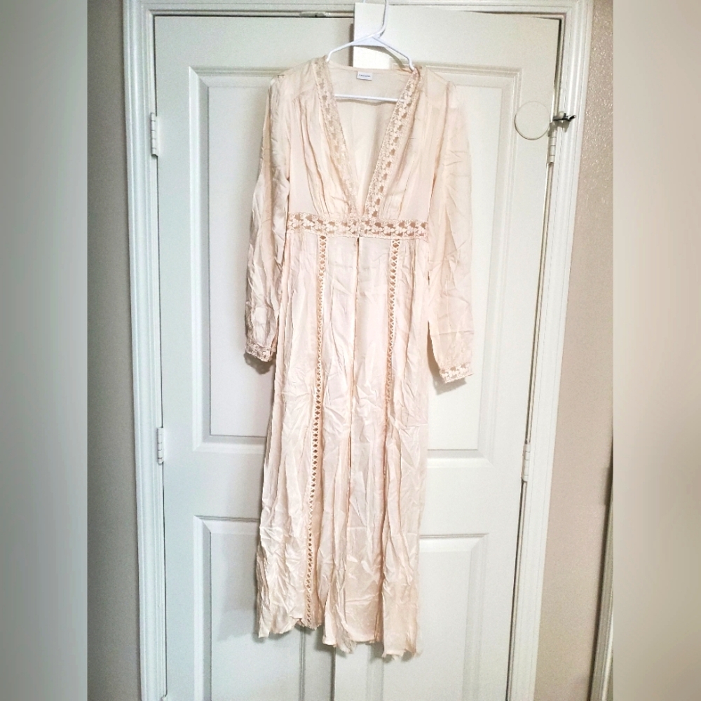 Lascana Ivory/Off White Long Sleeve Open Front Cover Up Size 2 NWT